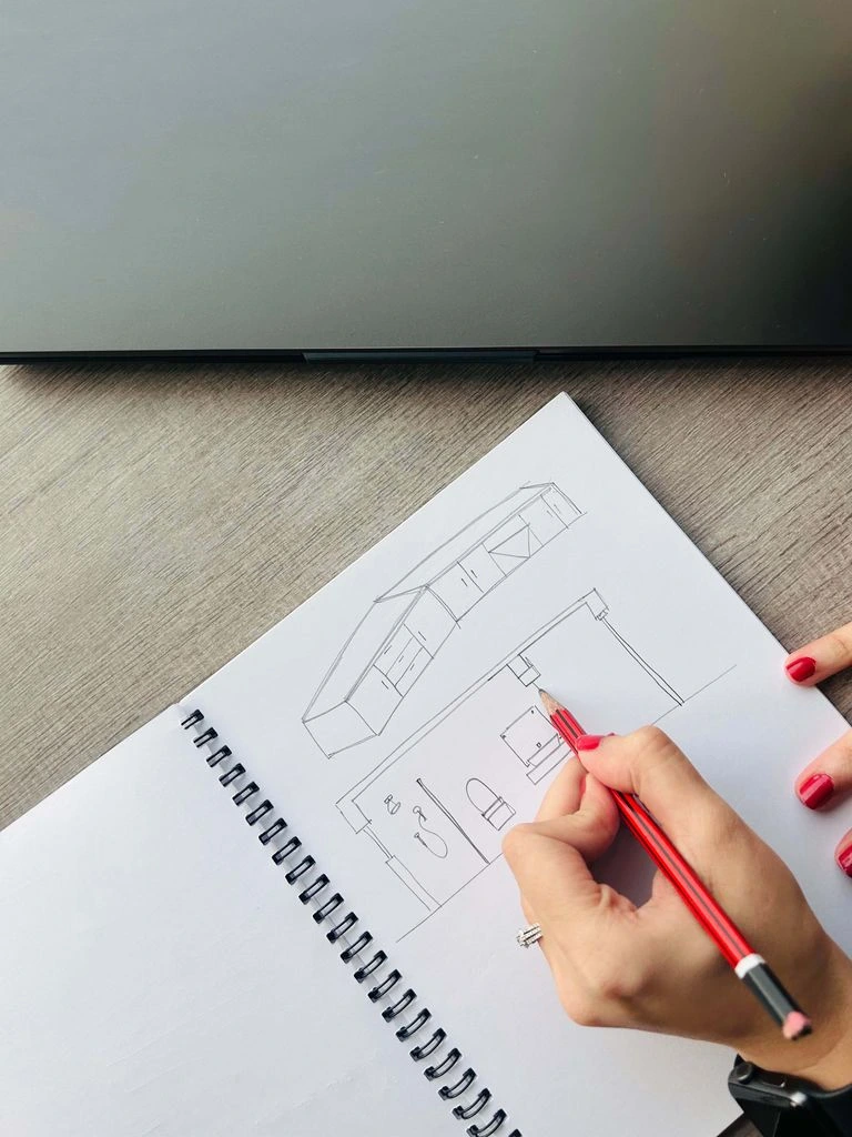Hand-drawn floor plan for a small primary bedroom